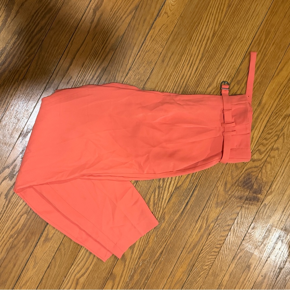 Express Coral High Rise Belted Ankle Pants | Size 8R | Chic Workwear